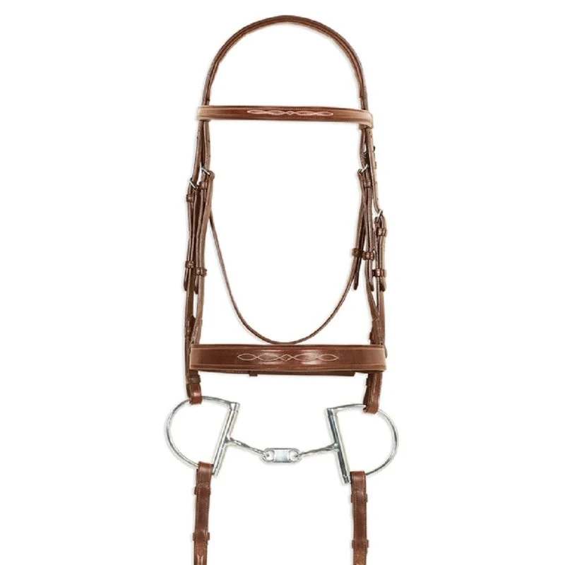 Pessoa PRO Fancy Stitched Wide Noseband Bridle - Chestnut 3 Pessoa PRO Fancy Stitched Wide Noseband Bridle - Chestnut