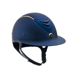 One K Avance Wide Brim Rose Gold Stripe Helmet - Navy Matte Rose Gold Stripe