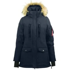 Horze Women's Brooke Long Parka Jacket - Dark Navy -Best Equestrian Supplies 347825 800 800
