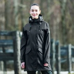 Horze Women's Billie Rain Jacket - Black -Best Equestrian Supplies 348687 800 800