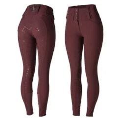 Horze Women's Desiree High Waist Full Seat Breeches - Sassafras Wine Red