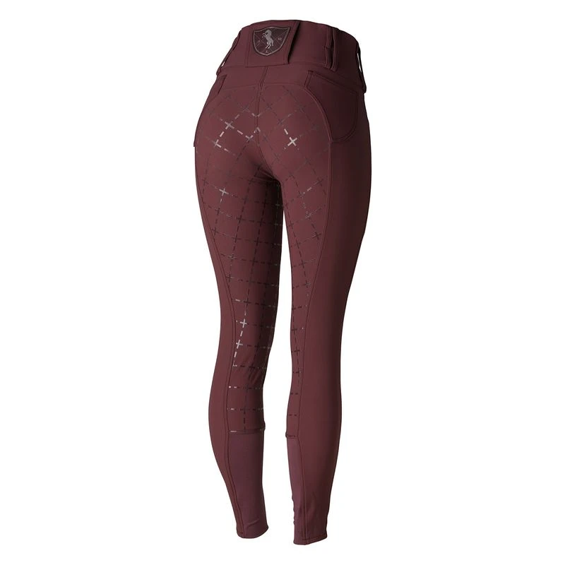 Horze Women's Desiree High Waist Full Seat Breeches - Sassafras Wine Red 4 Horze Women's Desiree High Waist Full Seat Breeches - Sassafras Wine Red - Image 2