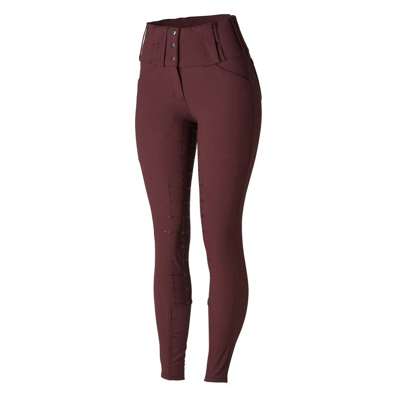 Horze Women's Desiree High Waist Full Seat Breeches - Sassafras Wine Red 5 Horze Women's Desiree High Waist Full Seat Breeches - Sassafras Wine Red - Image 3