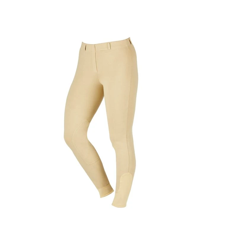 Saxon Women's Knee Patch Pull On Schooling Breeches - Beige 3 Saxon Women's Knee Patch Pull On Schooling Breeches - Beige