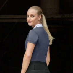 Horze Women's Blaire Short Sleeved Sun Show Shirt - Dark Navy 11 Horze Women's Blaire Short Sleeved Sun Show Shirt - Dark Navy -Best Equestrian Supplies 376813 800 800