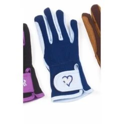 Ovation Kids' Hearts & Horses Gloves - Sky Blue/Navy Trim -Best Equestrian Supplies 435206 800 800