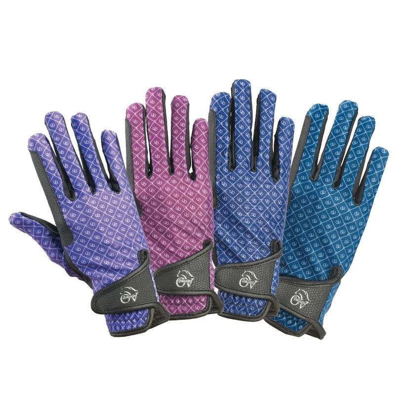 Ovation Cool Rider Gloves - Plum Horseshoes 3 Ovation Cool Rider Gloves - Plum Horseshoes