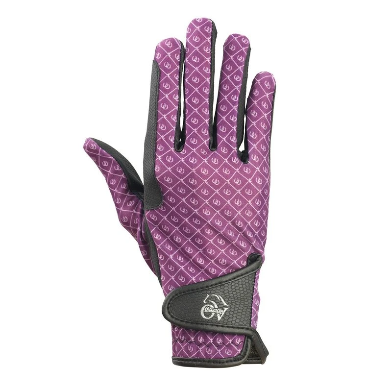 Ovation Cool Rider Gloves - Plum Horseshoes 4 Ovation Cool Rider Gloves - Plum Horseshoes - Image 2