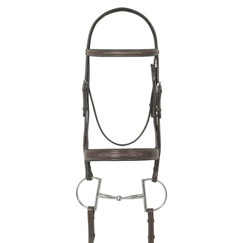 Ovation Elite Fancy Raised Flat Wide Noseband Traditional Crown - Dark Brown 3 Ovation Elite Fancy Raised Flat Wide Noseband Traditional Crown - Dark Brown