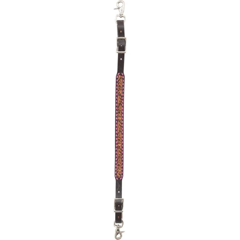 Western Rawhide Bead Wither Strap - Brown/Pink 3 Western Rawhide Bead Wither Strap - Brown/Pink