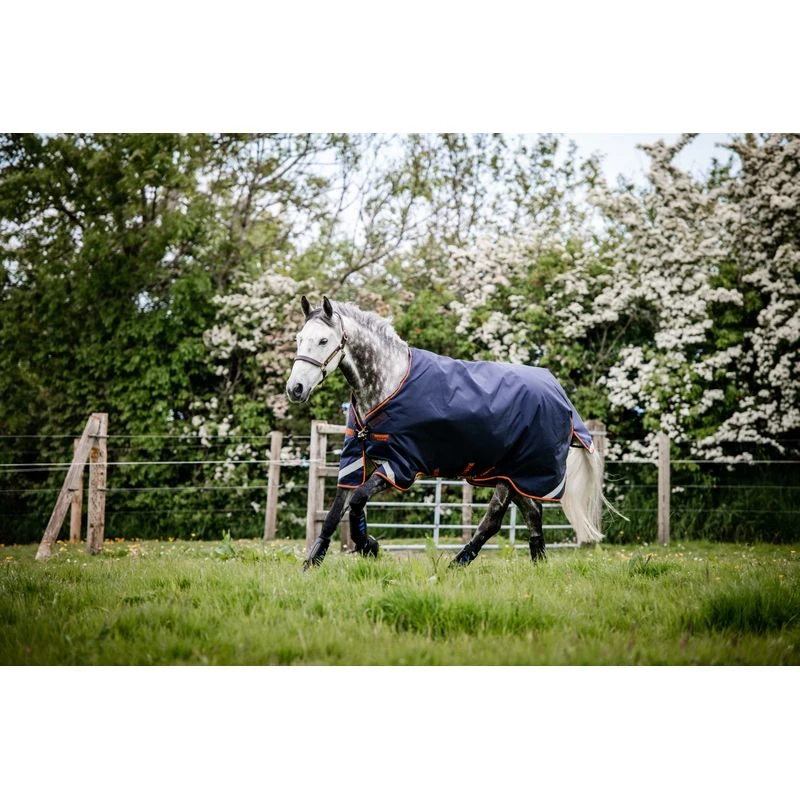 Rambo Original Turnout W/Leg Arches 100g - Navy/Orange/Tan/Brown 3 Rambo Original Turnout W/Leg Arches 100g - Navy/Orange/Tan/Brown