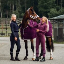 Horze Women's Elinor Cotton Stretch Riding Tights - Eggplant Dark Purple -Best Equestrian Supplies 452565 800 800