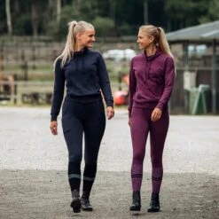 Horze Women's Elinor Cotton Stretch Riding Tights - Eggplant Dark Purple -Best Equestrian Supplies 452566 800 800