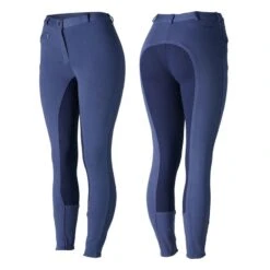 Horze Women's Active Full Seat Breeches - Coastal Fjord Blue/Patriot Blue