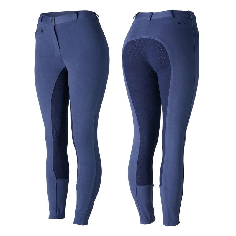 Horze Women's Active Full Seat Breeches - Coastal Fjord Blue/Patriot Blue 3 Horze Women's Active Full Seat Breeches - Coastal Fjord Blue/Patriot Blue