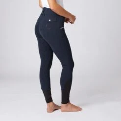 Horze Women's High Waist Bit Print Silicone Full Seat Breeches - Dark Blue -Best Equestrian Supplies 477467 800 800
