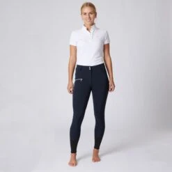 Horze Women's High Waist Bit Print Silicone Full Seat Breeches - Dark Blue -Best Equestrian Supplies 477468 800 800