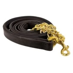 Perri's Padded Leather Lead W/Chain - Black/Black/Brass