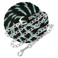 Perri's 1/2" Bright Cotton Lead W/Chain - Black/Sky Neon