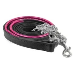 Perri's Metallic Padded Lead W/Chain - Black/Pink