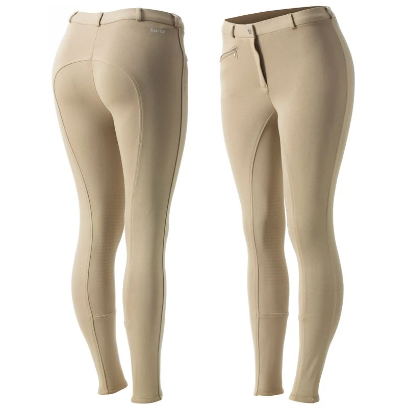 Horze Women's Active Knee Patch Breeches - Tan 3 Horze Women's Active Knee Patch Breeches - Tan