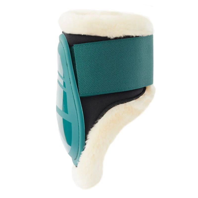 Horze Caliber Faux Fur Fetlock Boots - Storm Green 5 Horze Caliber Faux Fur Fetlock Boots - Storm Green - Image 3