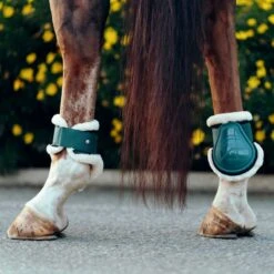 Horze Caliber Faux Fur Fetlock Boots - Storm Green 11 Horze Caliber Faux Fur Fetlock Boots - Storm Green -Best Equestrian Supplies 533311 800 800