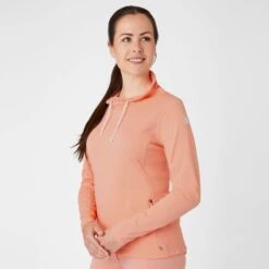 Horze Women's Lou Technical Ventilated Shirt W/High Neck - Peach Amber Pink -Best Equestrian Supplies 543139 800 800