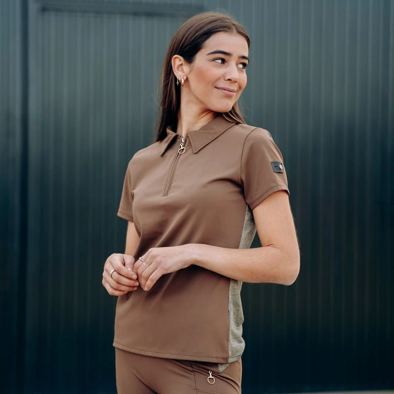Horze Women's Sagira Breathable Quick Dry Training Shirt - Bison Dark Brown 5 Horze Women's Sagira Breathable Quick Dry Training Shirt - Bison Dark Brown - Image 3