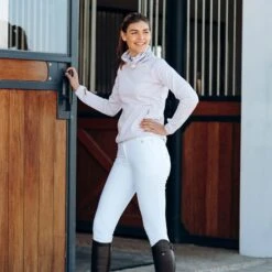 Horze Women's Kaitlin Knee Patch Breeches - White 9 Horze Women's Kaitlin Knee Patch Breeches - White -Best Equestrian Supplies 543722 800 800