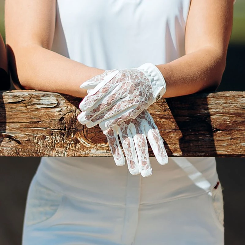 B Vertigo Women's Cooling Lace Riding Gloves - White 5 B Vertigo Women's Cooling Lace Riding Gloves - White - Image 3