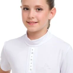 Cavalliera Kids' I Love Crystals Short Sleeve Show Shirt - White/Silver -Best Equestrian Supplies 558724 800 800