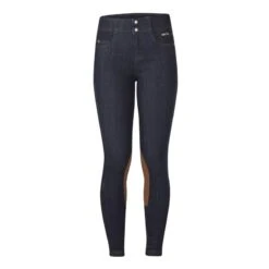 Kerrits Kids' Stretch Denim Knee Patch Breeches - Classic Dark Blue