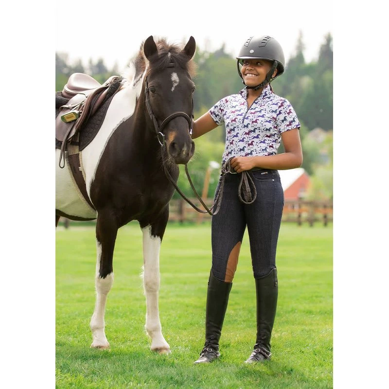 Kerrits Kids' Stretch Denim Knee Patch Breeches - Classic Dark Blue 7 Kerrits Kids' Stretch Denim Knee Patch Breeches - Classic Dark Blue - Image 5