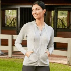 RJ Classics Women's Taylor Full Zip Hoodie - Light Grey Heather -Best Equestrian Supplies 588734 800 800