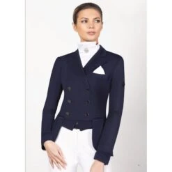 Fair Play Women's Elizabeth Comfimesh Short Tail Coat - Navy -Best Equestrian Supplies 592800 800 800