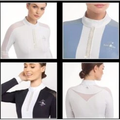 Fair Play Women's Claire Pearl Long Sleeve Competition Shirt - Black/White -Best Equestrian Supplies 594856 800 800