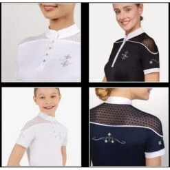 Fair Play Women's Letizia Short Sleeve Competition Shirt - Navy -Best Equestrian Supplies 595518 800 800