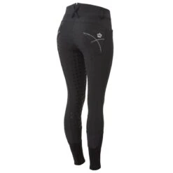 Horze Women's Queenie Silicone Full Seat Breeches W/Crystals - Black