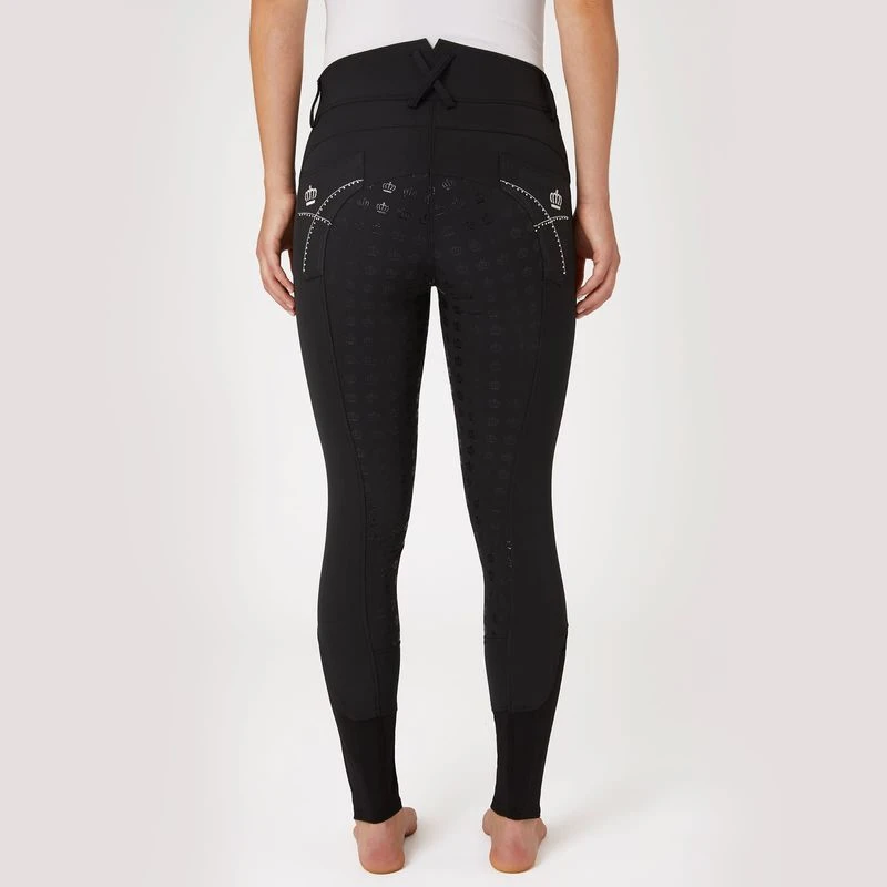 Horze Women's Queenie Silicone Full Seat Breeches W/Crystals - Black 5 Horze Women's Queenie Silicone Full Seat Breeches W/Crystals - Black - Image 3