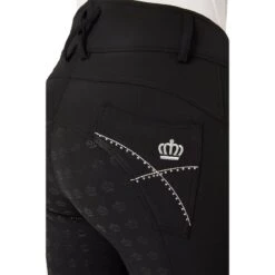 Horze Women's Queenie Silicone Full Seat Breeches W/Crystals - Black 12 Horze Women's Queenie Silicone Full Seat Breeches W/Crystals - Black -Best Equestrian Supplies 599929 800 800