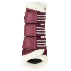 Horze Lincoln Faux Fur Brushing Boots - Merlot -Best Equestrian Supplies 601717 800 800