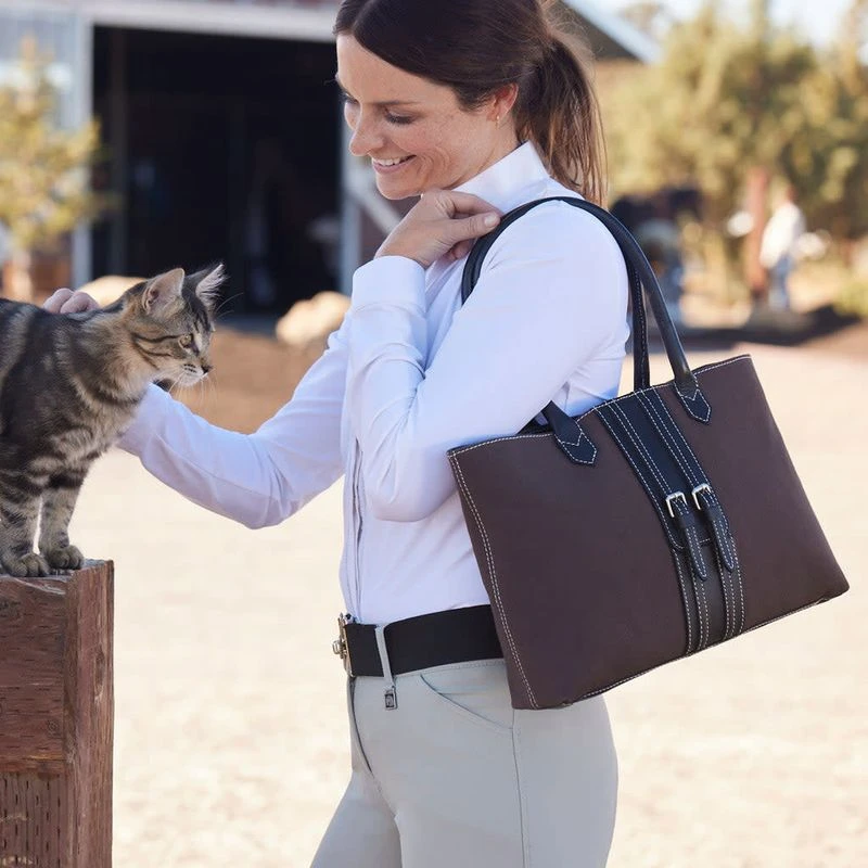 Oughton Half Halt Classic Canvas Handbag - Heritage Brown/Black 7 Oughton Half Halt Classic Canvas Handbag - Heritage Brown/Black - Image 5