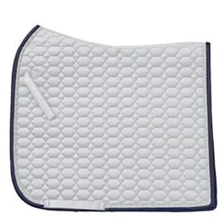 Ovation Elegance Satin Dressage Saddle Pad - Lt Grey/Navy