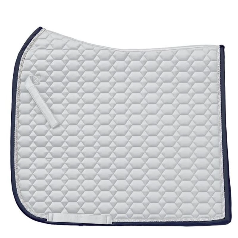 Ovation Elegance Satin Dressage Saddle Pad - Lt Grey/Navy 3 Ovation Elegance Satin Dressage Saddle Pad - Lt Grey/Navy