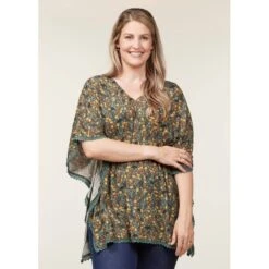 EQL Women's Daydream Gauze Tunic - Cypress Hoofprint Meadow -Best Equestrian Supplies 644604 800 800
