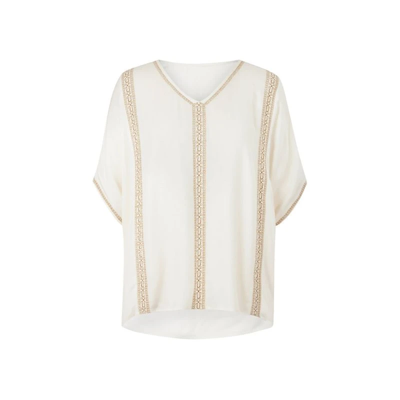 EQL Women's Embroidered EQ Stripe Top - Soft White 3 EQL Women's Embroidered EQ Stripe Top - Soft White