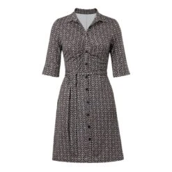 EQL Women's Belted Knit Dress - Black Bit Geo 9 EQL Women's Belted Knit Dress - Black Bit Geo -Best Equestrian Supplies 644679 800 800