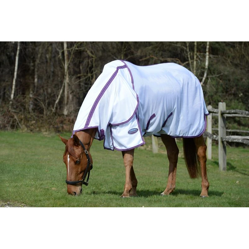 Weatherbeeta Comfitec Airflow II Detach A Neck Fly Sheet - White/Violet/Blue 4 Weatherbeeta Comfitec Airflow II Detach A Neck Fly Sheet - White/Violet/Blue - Image 2