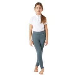 Horze Kids' Valeria Knee Patch Tights - Goblin Blue 7 Horze Kids' Valeria Knee Patch Tights - Goblin Blue -Best Equestrian Supplies 651071 800 800